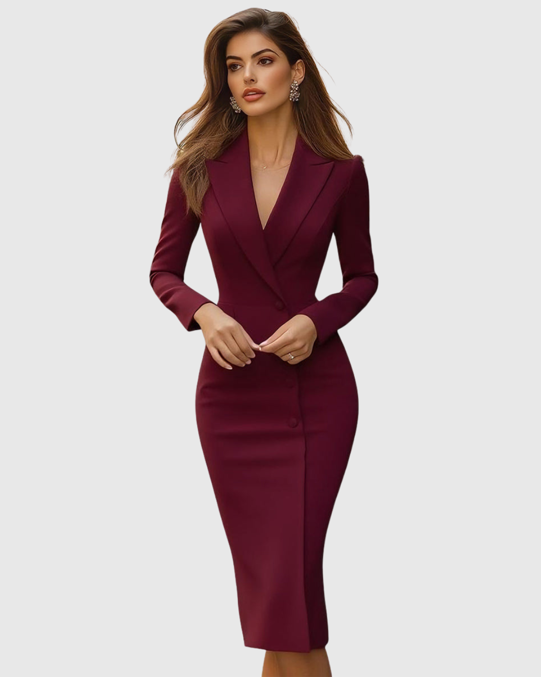SELENEVA | ELEGANT FITTED MIDI DRESS