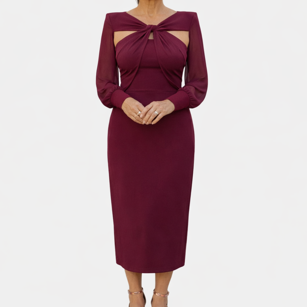 Lucie | Robe Midi Croisée avec Manches
