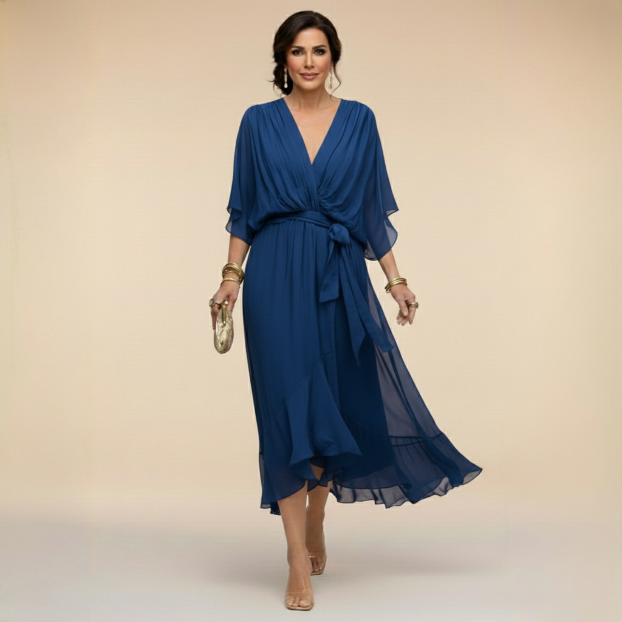 MARTA™ | CHIFFON DRESS WITH A V-NECK