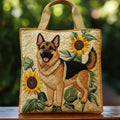 Handcrafted Floral German Shepherd Tote Bag