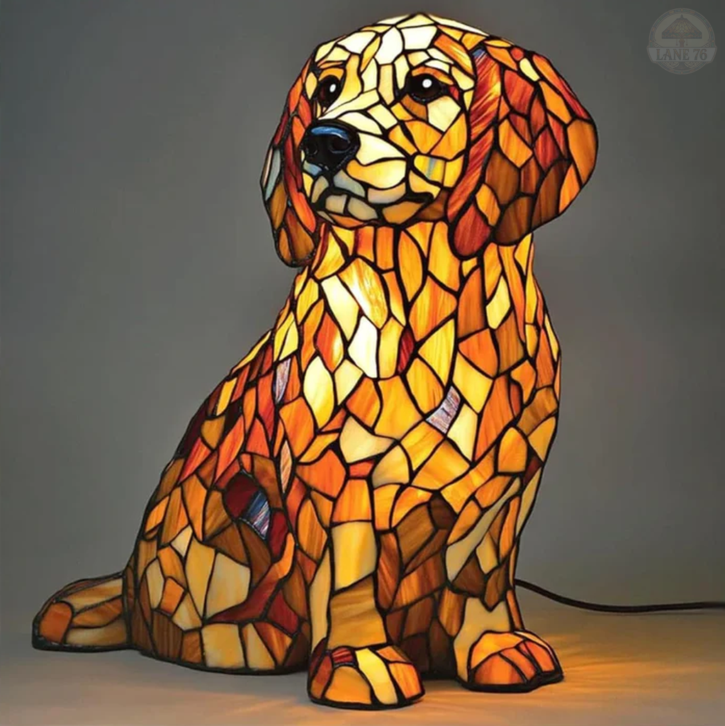 A figurine of Lily, the spiritual golden retriever.