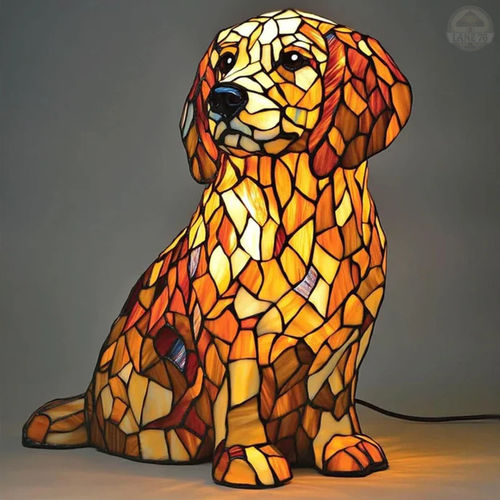 A figurine of Lily, the spiritual golden retriever.