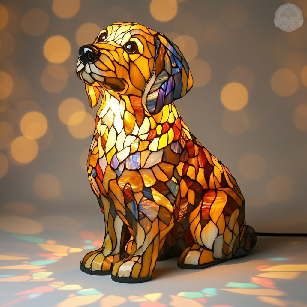 A figurine of Lily, the spiritual golden retriever.
