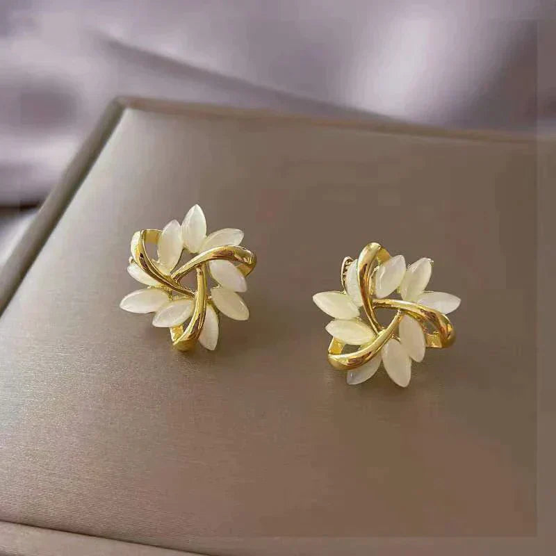 Luxury White Gold Opal Earrings