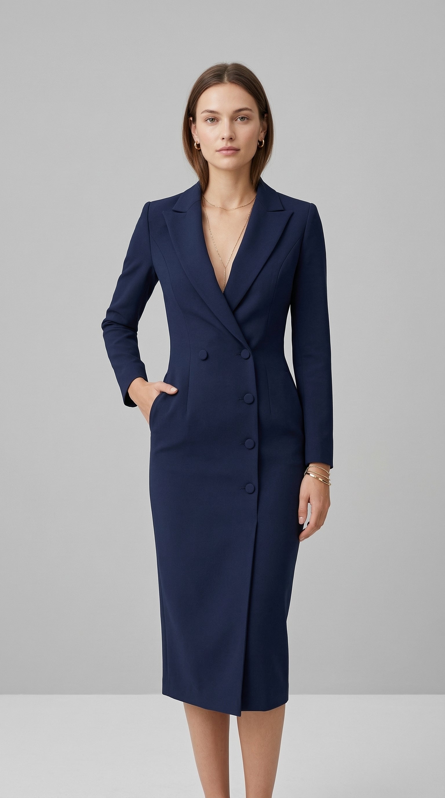 SELENEVA | ELEGANT FITTED MIDI DRESS